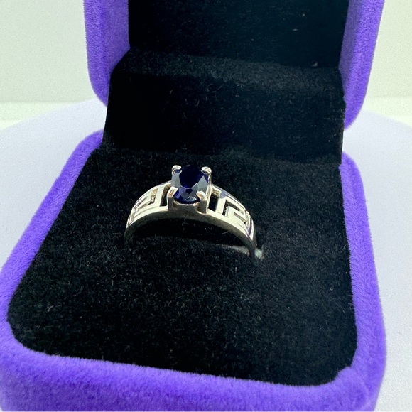 Sterling Silver Ring With Natural Midnight Blue Sapphire Gemstone - Picture 7 of 9